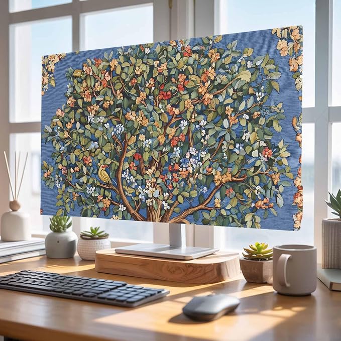 Vintage Trees Flowers Indoor TV Cover, Elastic TV Screen Protector Abstract by Unknown
