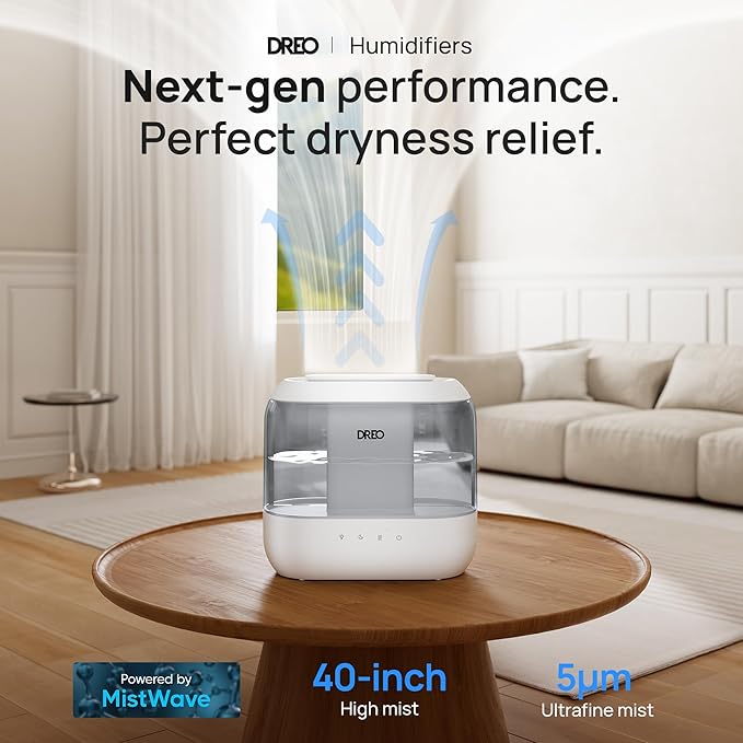 Dreo Humidifiers for Bedroom, 4L Top Fill for Large Room, 36H Runtime, 28 dB - Image 2