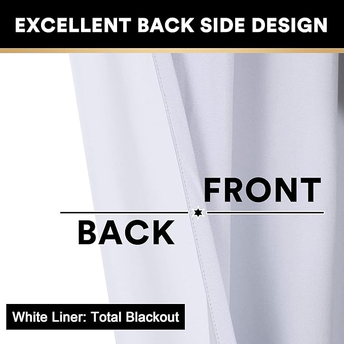 PrinceDeco 100% Blackout Curtains 2 Panels Set Thermal Insulated Full Light - Image 4