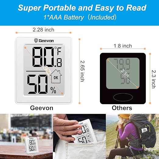 Geevon 2 Pack Hygrometer Indoor Thermometer Room Humidity Gauge - Image 3