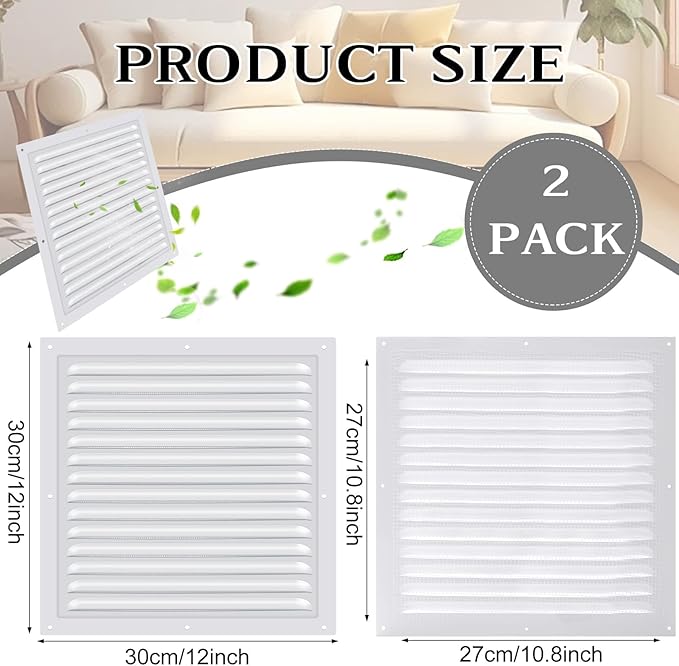 2 Pcs 12" x 12" Gable Vent Shed Attic Vent - Image 2