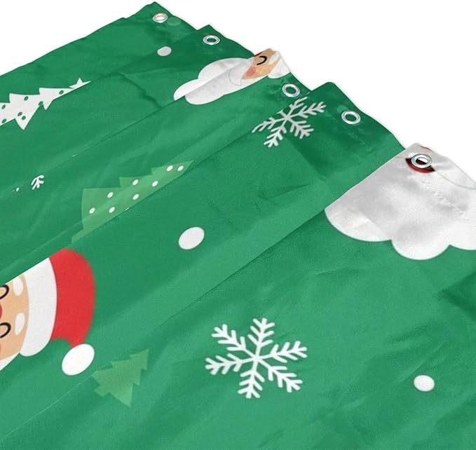 Christmas Green Santa Tree Shower Curtain Liner 72×72 inch - Image 3