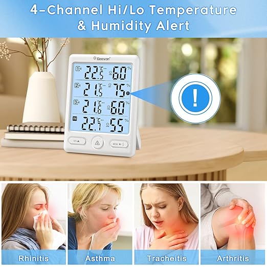 Geevon Indoor Outdoor Thermometer Wireless, 5-Inch Display Digital Hygrometer - Image 5
