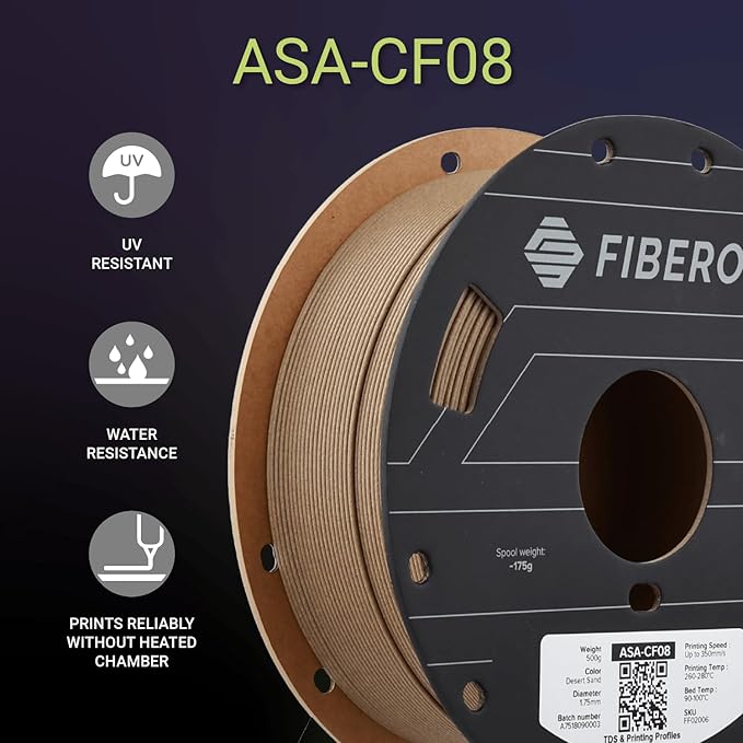 Polymaker Fiberon ASA-CF08 Desert Sand Carbon Fiber 3D Printing Filament 1.75mm - Image 2