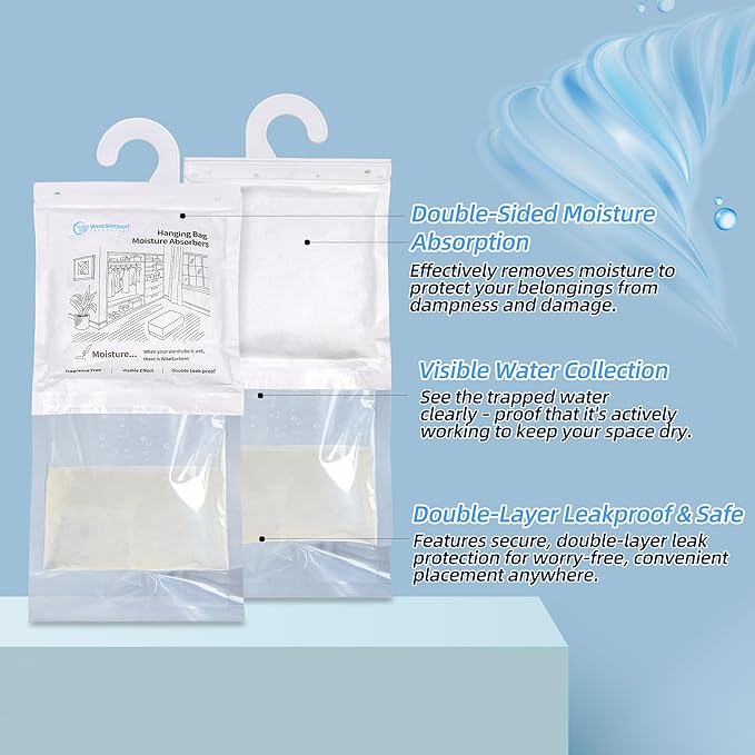 500G 3 Pack Hanging Moisture Absorbers Dehumidifier Bags - Image 3