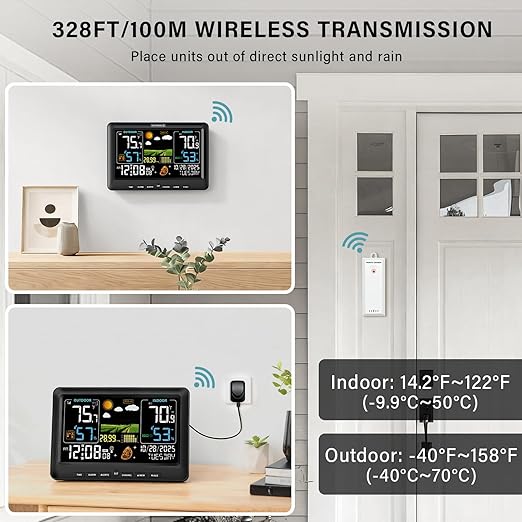 BluSon Weather Station Wireless Indoor Outdoor Thermometer, Color Display - Image 5