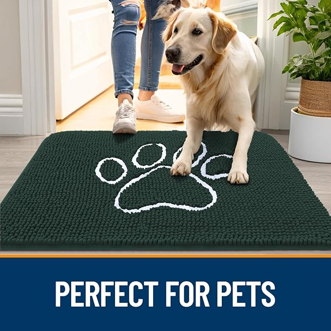 OLANLY Dog Door Mat for Muddy Paws 24x16, Paw Print Design, Absorbs Moisture - Image 6