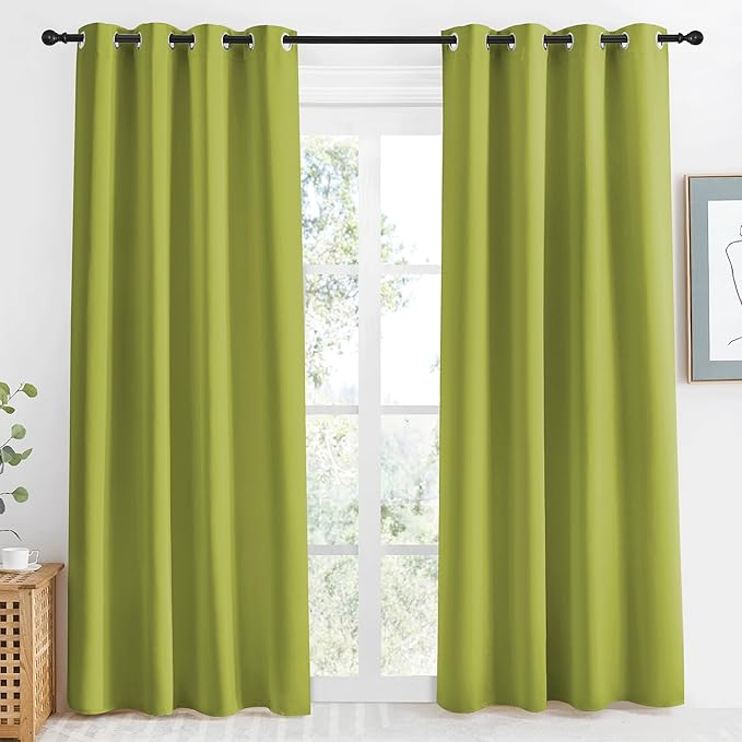 NICETOWN Blackout Curtain 86 inch Long, Fresh Green, W55 x L86, 1 Panel by NICETOWN