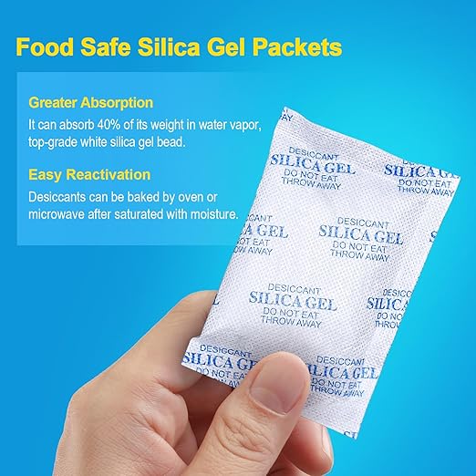 Silica Gel Packets – 50 Gram 25 Packs Moisture Absorbers, Desiccant Packs - Image 2
