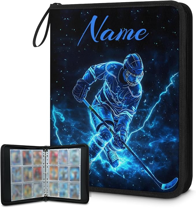 Custom Hockey Card Binder, Personalized 9 Pocket Trading Card Binder Fits 900 by Joyousleap