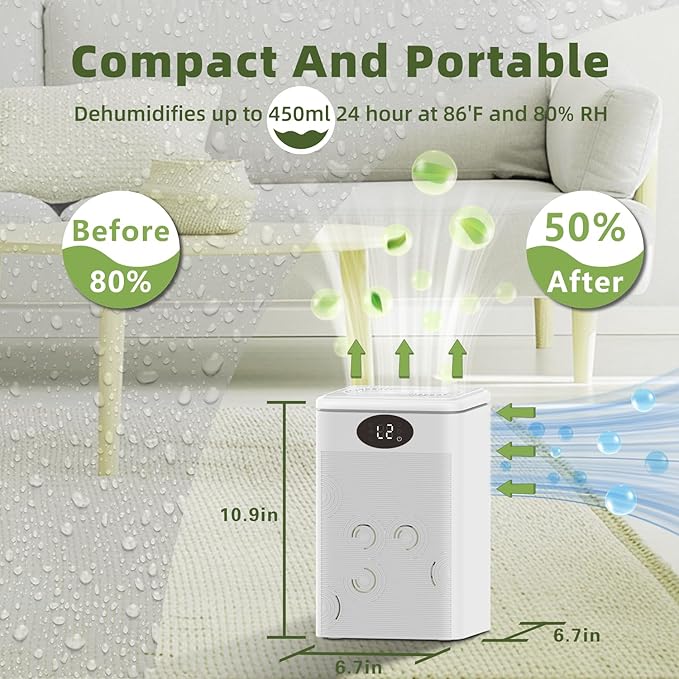 MTOX® Dehumidifier, 75oz Small Quiet Dehumidifiers - Image 2