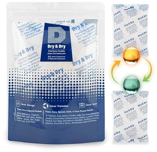 Dry & Dry Orange Indicating Silica Gel Packets Desiccants by DryDry