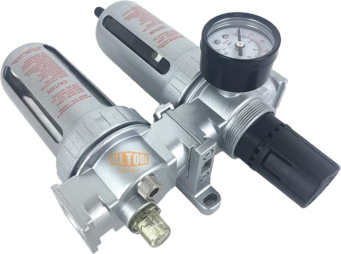 1/2" NPT Mid Flow Compressed Air In Line Filter Regulator Lubricator Oiler - Image 4