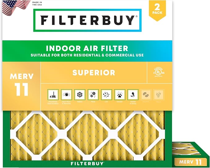 Filterbuy 17.25x17.25x1 Air Filter MERV 11 Superior Pet & Allergy Defense by Filterbuy