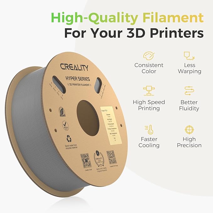 Creality Hyper PLA Filament Bundle Gray 4KG, No-Tangling Stronger Toughness Fit - Image 3