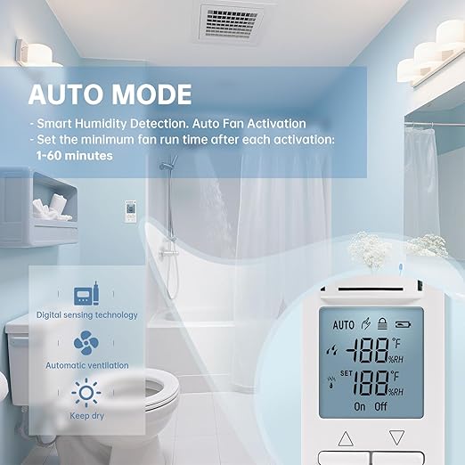 Humidity Sensor Switch, Ortis in-Wall Bathroom Fan Automated Control Switch - Image 4