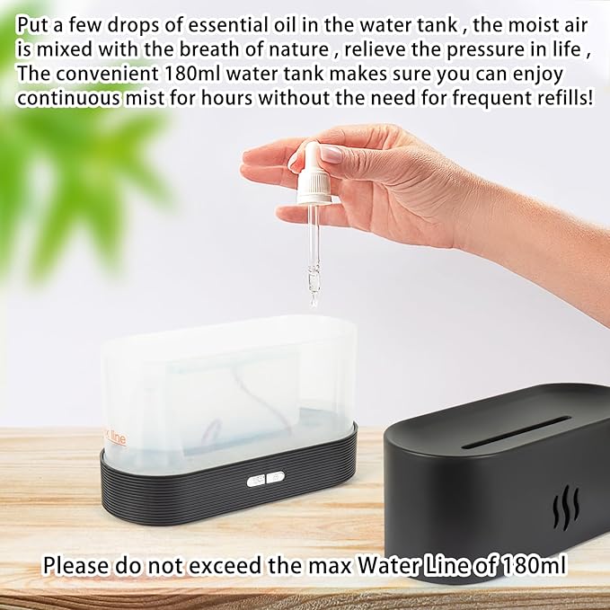 Flame Diffuser Humidifier-Auto Off 180ml Essential Oil Diffuser-2 Modes - Image 5