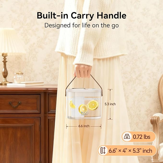 DIGIX Rechargeable Portable Humidifier-Smart Display, Night Light, Easy Clean - Image 3