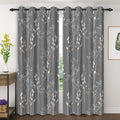 Gray-Blue Leaves Blackout Curtains 84 Inches, Room Darkening Curtains by Unknown