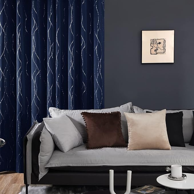 Deconovo Navy Blue Curtains, 42 x 95 Inch, Thermal Insulated Soundproof Privacy - Image 3