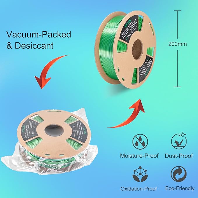OVV3D PLA Filament 1.75mm, Silk PLA Dual Color Blue Green 3D Printer Filament - Image 2