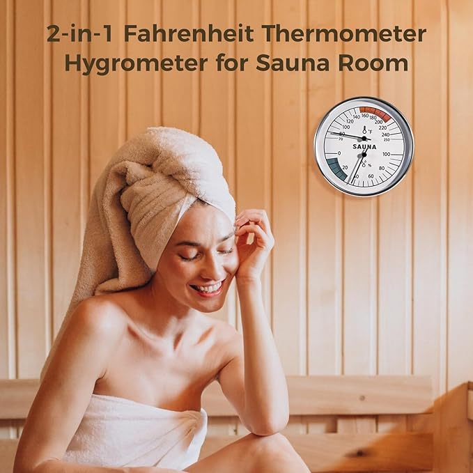 Sauna Thermometer Hygrometer, 2 in 1 Fahrenheit Thermometer Hygrometer - Image 2