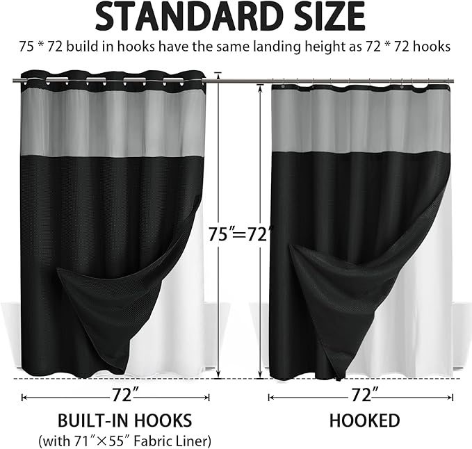 No Hook Shower Curtain and Liner Set - Image 6