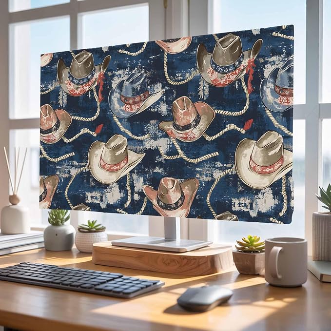 Western Cowboy Hat Indoor TV Cover, Elastic TV Screen Protector Watercolor - Image 4