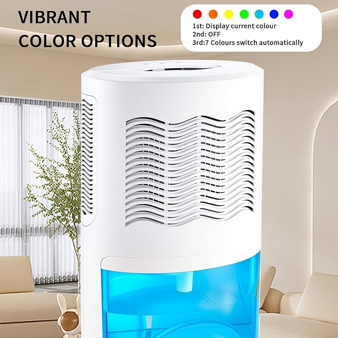 Dehumidifier for Home with Colorful Light Auto Shut Off Protection Ideal for - Image 5