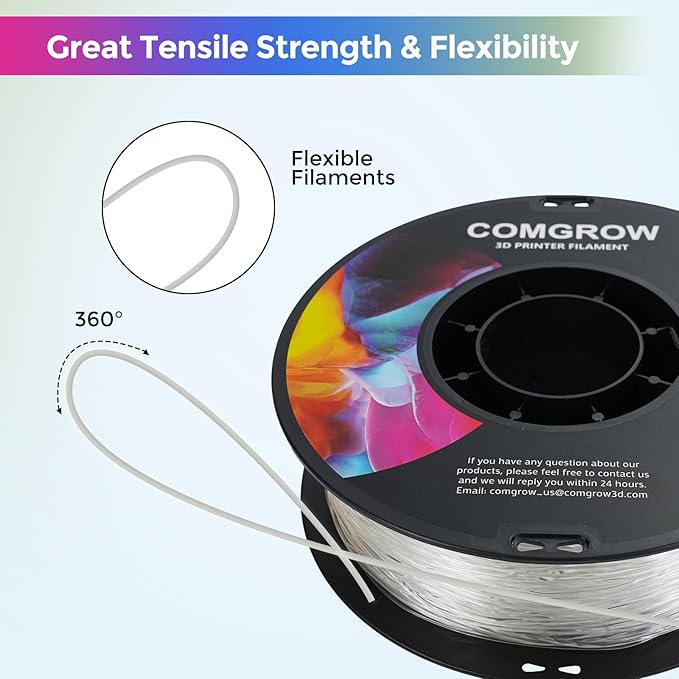 Comgrow TPU Filament 1.75, Flexible 95A Soft 3D Printing Filament fit Most 3D - Image 4