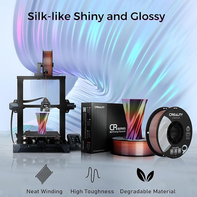 Creality Silk Filament, PLA 3D Printer Filament 1.75mm Multi Color, Smooth and - Image 2