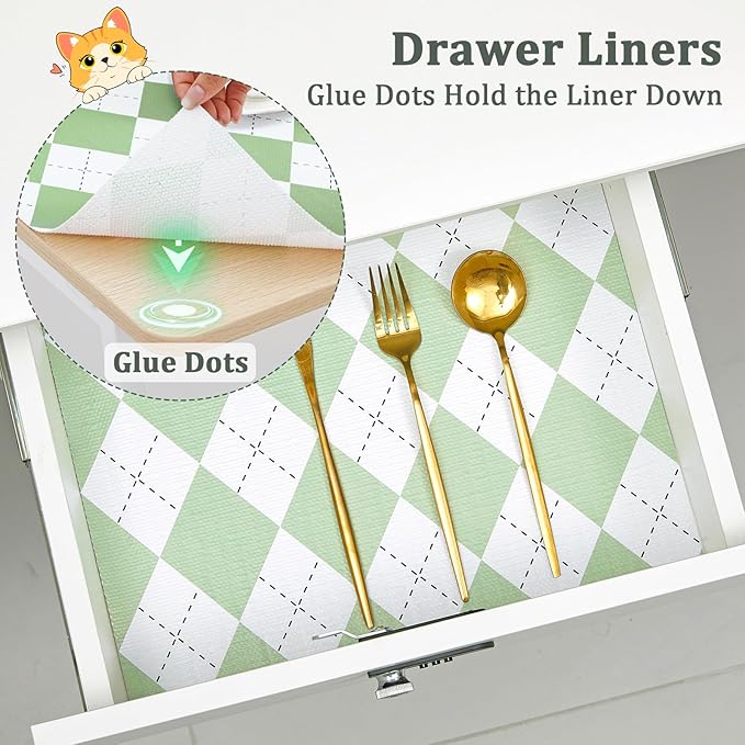 Sage Green Shelf Liner for Kitchen Cabinets 24" x 120" Non-Adhesive Non-Slip - Image 7