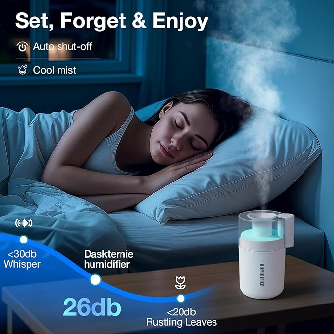 Portable Mini Humidifier, 180ml USB Cool Mist Small Humidifiers - Image 5