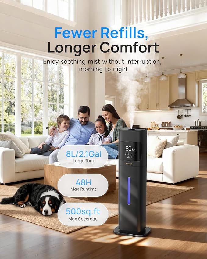 Warm & Cool Mist Humidifiers for Bedroom 500 sq ft, 2.1Gal/8L Humidifier Large - Image 3
