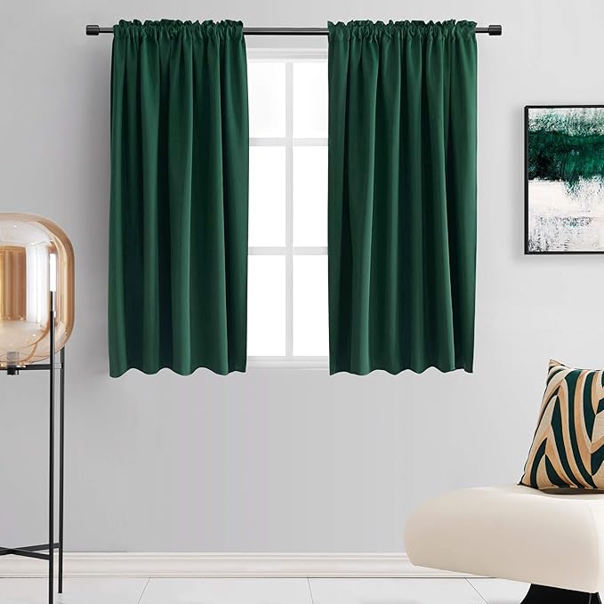 DONREN Hunter Green Blackout Thermal Insulating Window Curtains Drapes by DONREN