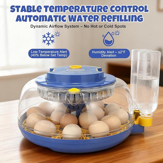 Advanced 18-Egg Incubator for Hobbyists, Dual-Size Egg Trays, Custom Incubation - Image 2