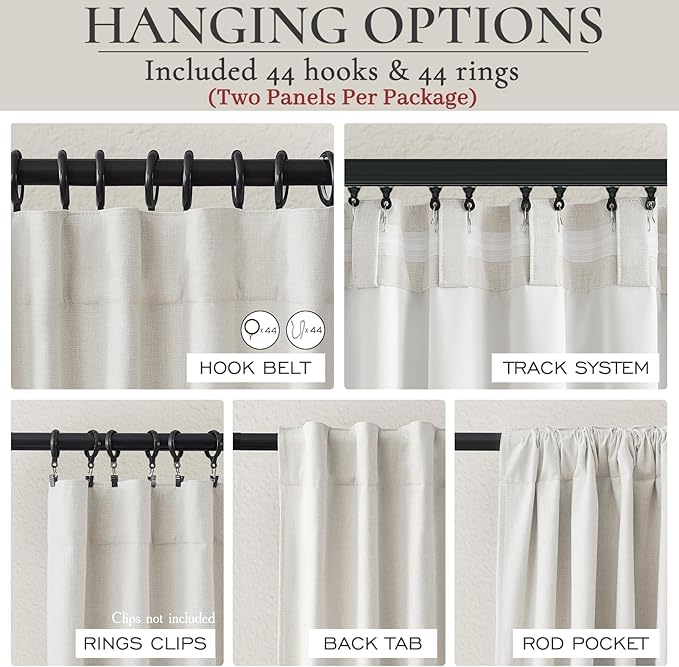 Birch Blackout Curtains 60 Inches Extra Wide Cute Linen 90 Inch Length - Image 3
