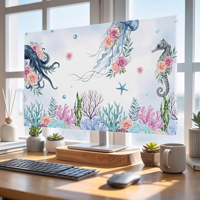 Summer Jellyfish Octopus Seahorse Indoor TV Cover, Elastic TV Screen Protector - Image 5