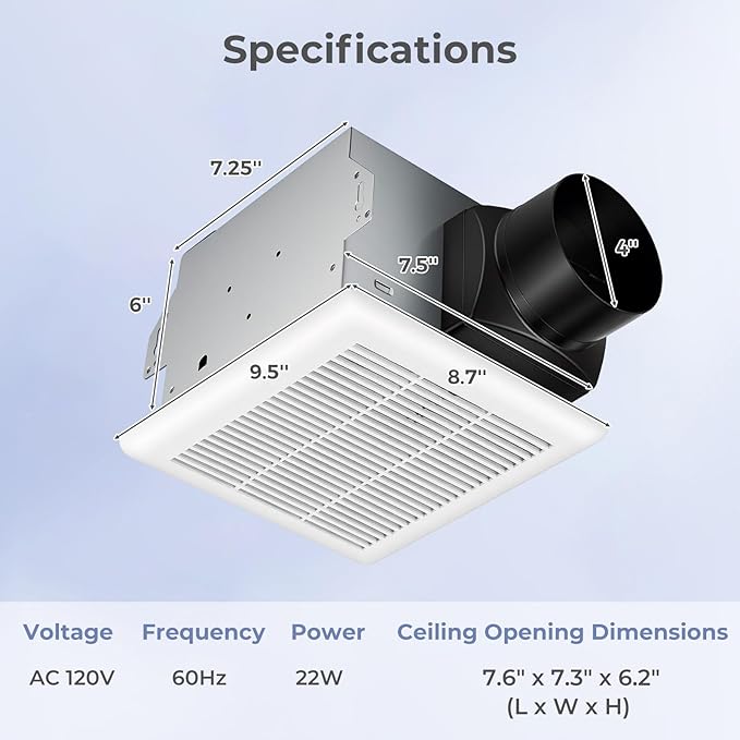 COSTWAY Bathroom Exhaust Fan, Ceiling Mount Ventilation Fan - Image 7