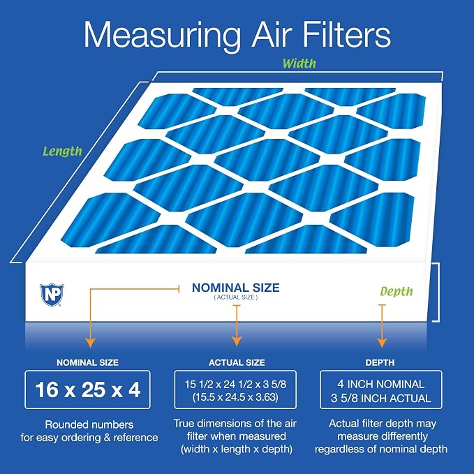 Nordic Pure 16x25x4 Pleated MERV 7 Plus Carbon Air Filters 6 Pack | Actual - Image 2