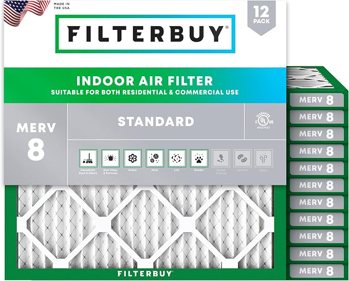 Filterbuy 17x17x1 Air Filter MERV 8 Essential Dust & Allergy Defense, by Filterbuy