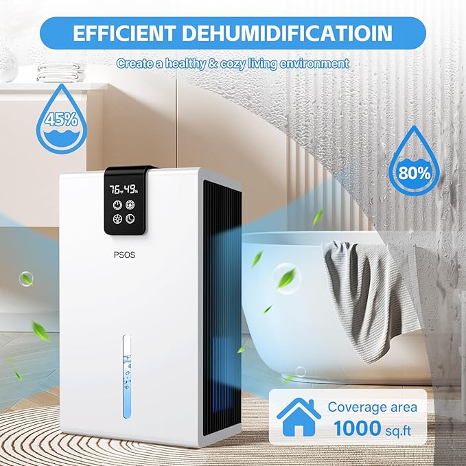 Dehumidifier, Dehumidifiers for Home, 98 OZ Water Tank, Quiet Dehumidifier for - Image 3