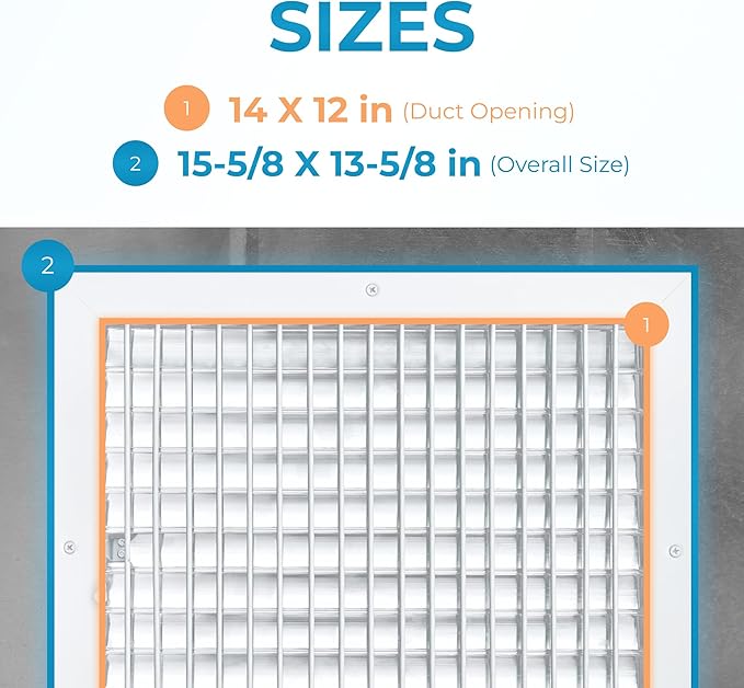 Aluminum 14 x 12 Inch Air Vent Covers Wall AC Grille – Premium Register Vent - Image 3