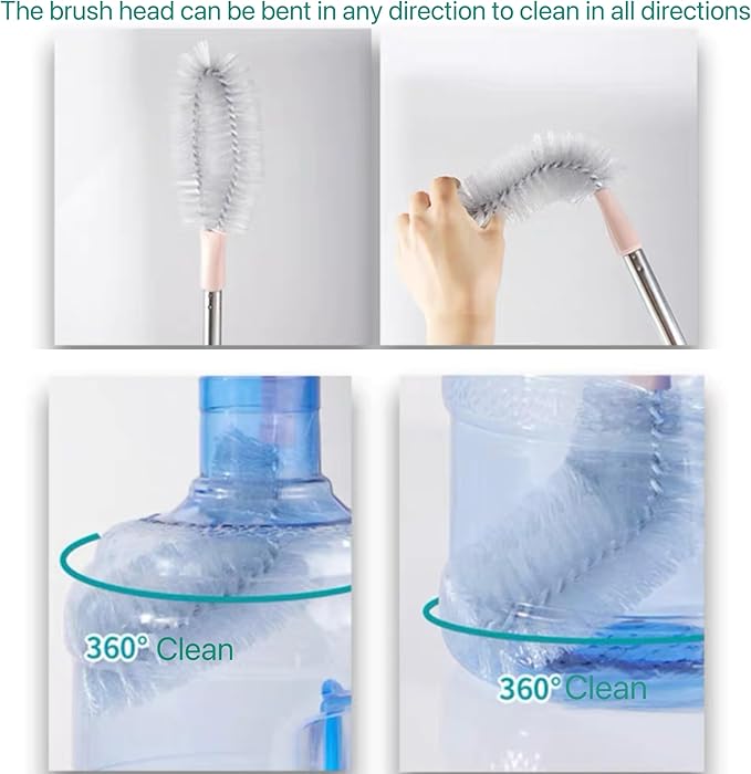 LUFOX 2 Pack 28" Long Bottle Brush, 3 & 5 Gallon Bottle Cleaner Brush, Bendable - Image 6