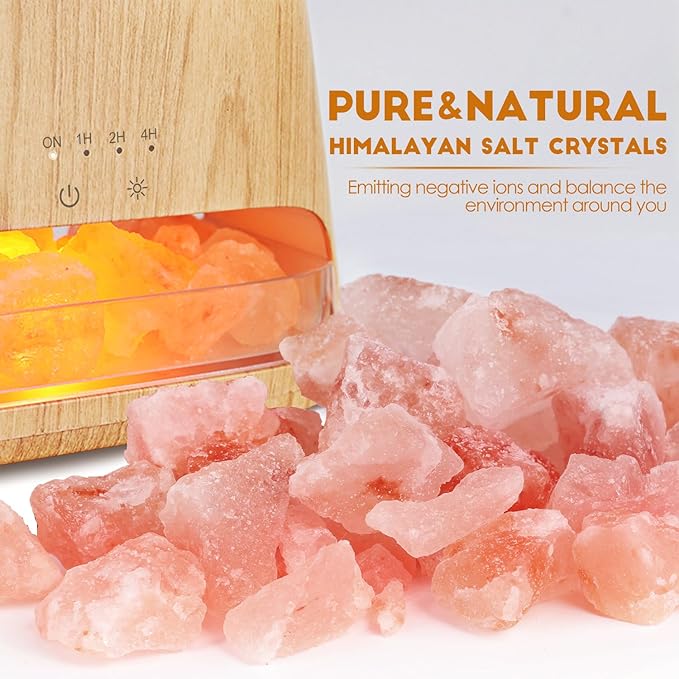 SALKING Colorful Flame Fire Diffuser Humidifier, Himalayan Salt Lamp, 7 Colors - Image 2