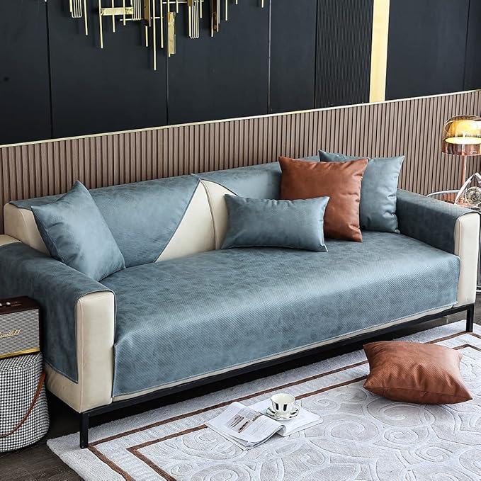 Faux Leather Waterproof Couch Sofa Cover Vintage PU Sectional Couch Cover Non - Image 3