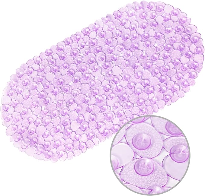 WELTRXE Pebbles Bath Mat Oval Non-Slip Bathtub Mat by WELTRXE