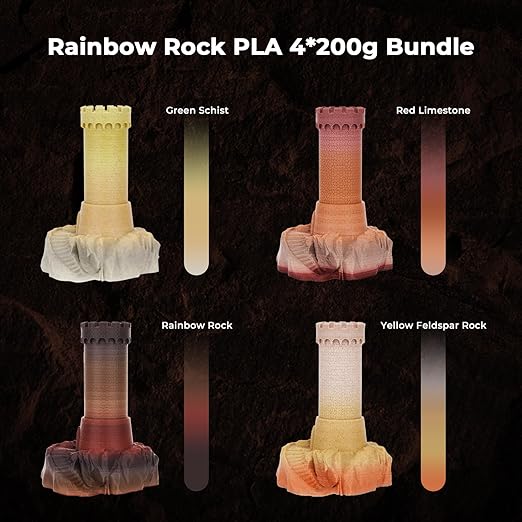 AMOLEN Marble PLA Filament 1.75mm Bundle, Rainbow Rock PLA 3D Printer Filament - Image 2