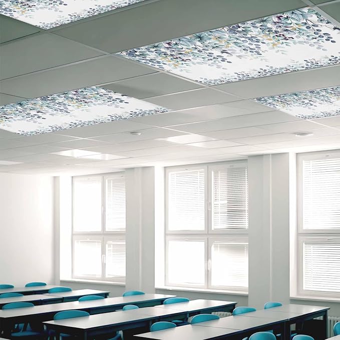 Fluorescent Light Covers for Ceiling Lights Turquoise Eucalyptus Leaves - Image 2