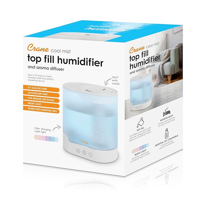 Crane 0.7 Gallon Top Fill Cool Mist Humidifier and Aroma Diffuser, - Image 7